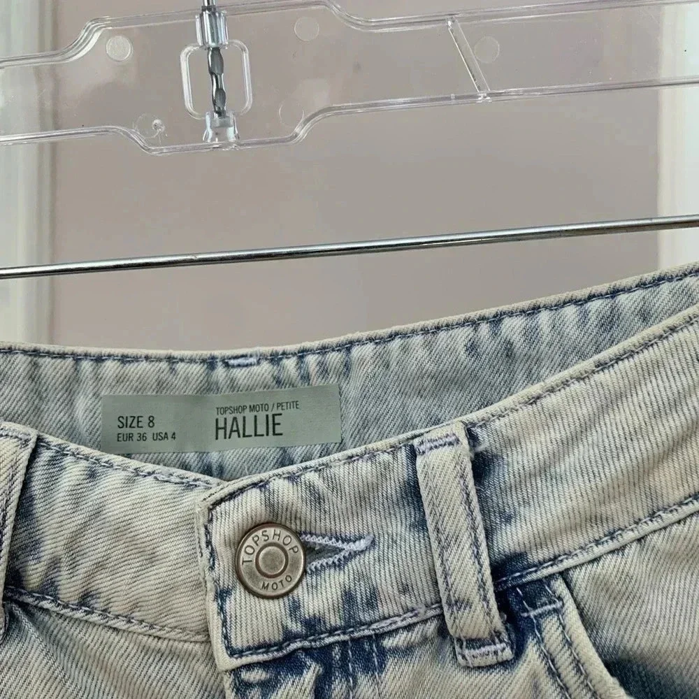 Hi Rise Topshop Distressed Denim Hallie Shorts